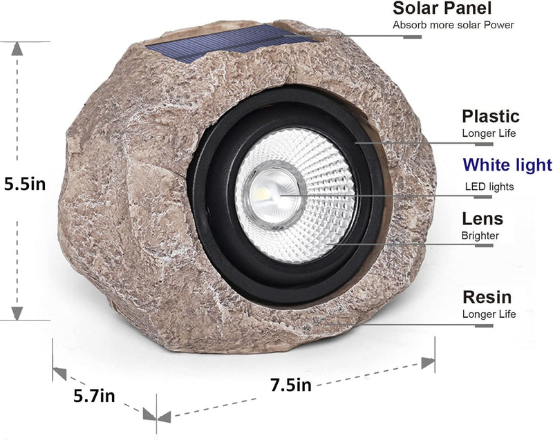 Solar LED Rock Garden Light (Waterproof)