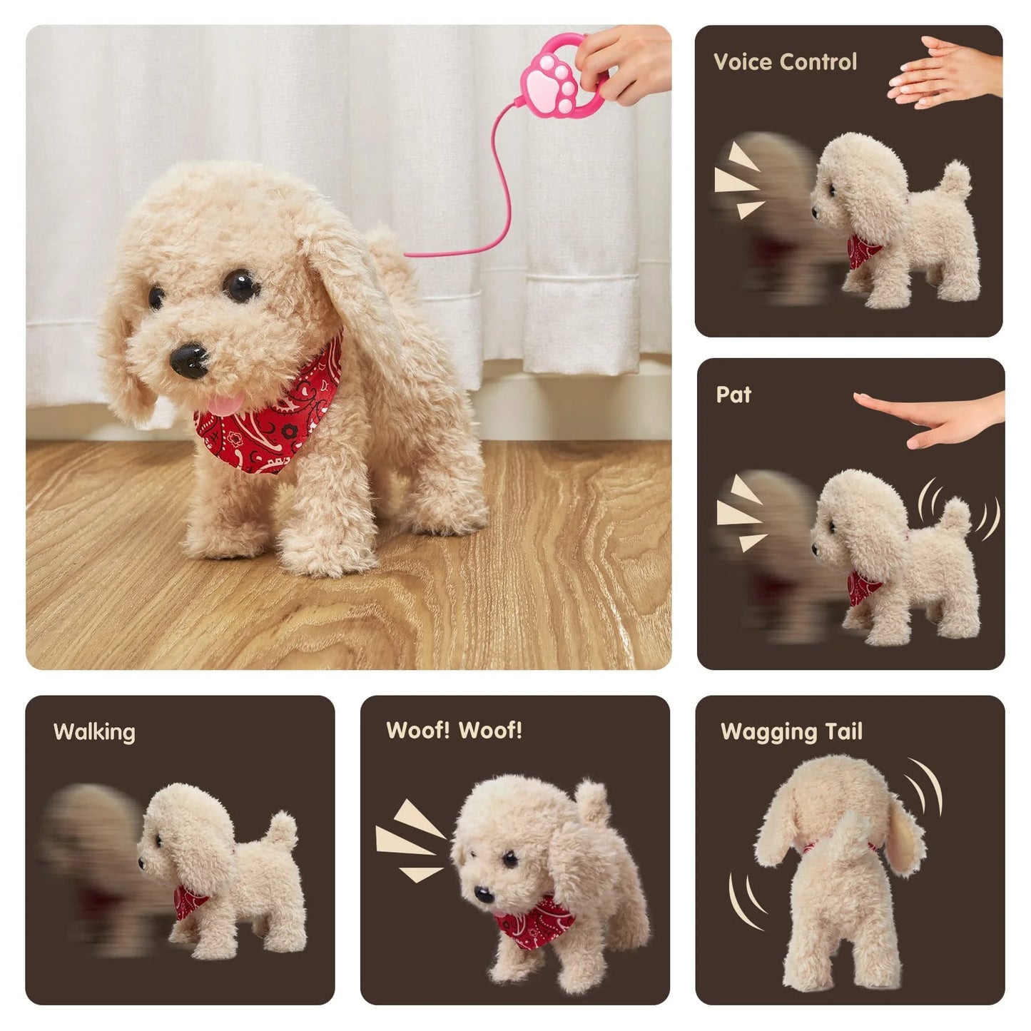 PupTales™ Electronic Plush Puppy Interactive Toys | Walks, Barks, Shake Tail