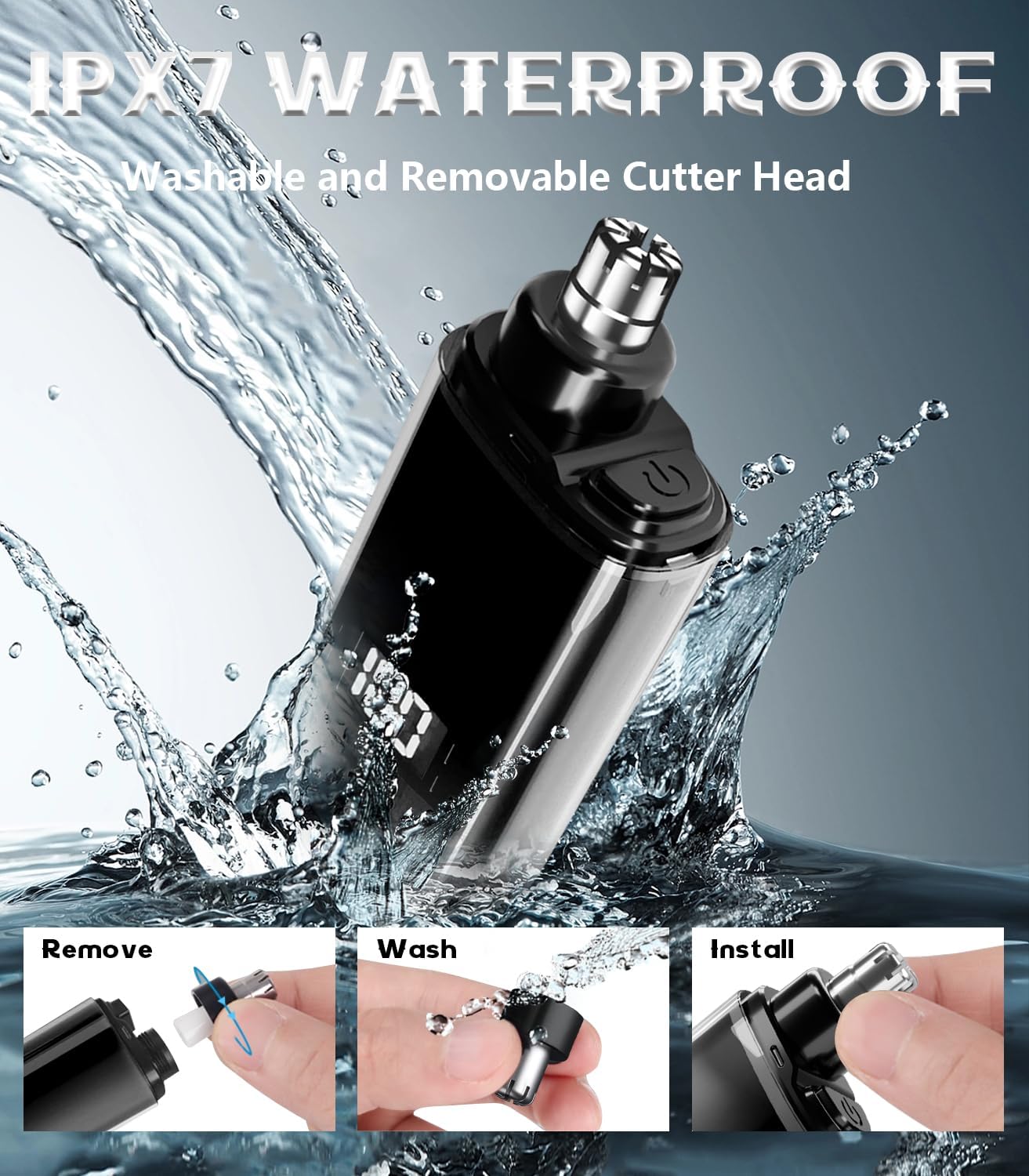 Electric Compact Ear & Nose Hair Trimmer | Digital Display