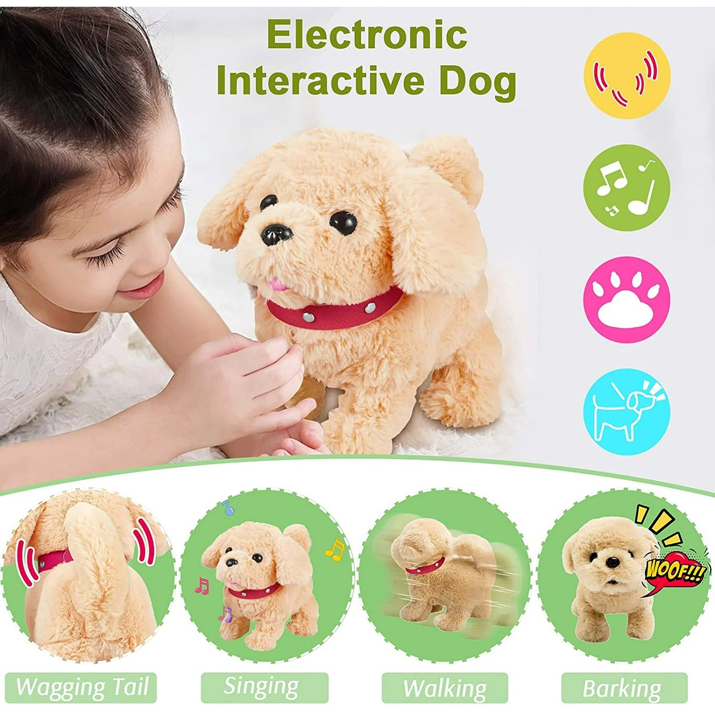 PupTales™ Electronic Plush Puppy Interactive Toys | Walks, Barks, Shake Tail