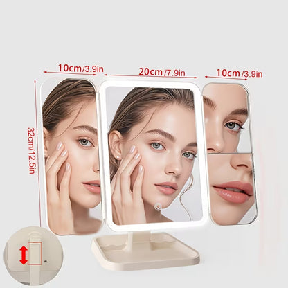 TriFold LED Makeup Mirror with 10X Magnification