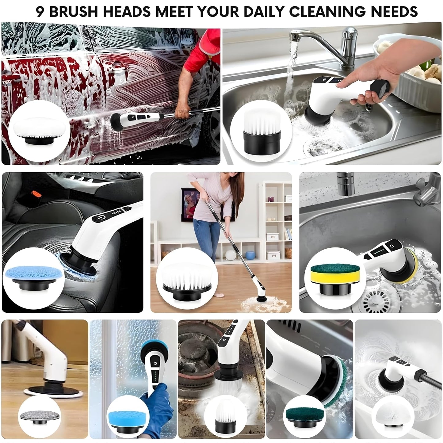 CleanPro™ - 9 in 1 Cordless Home Electric Cleaning Brush