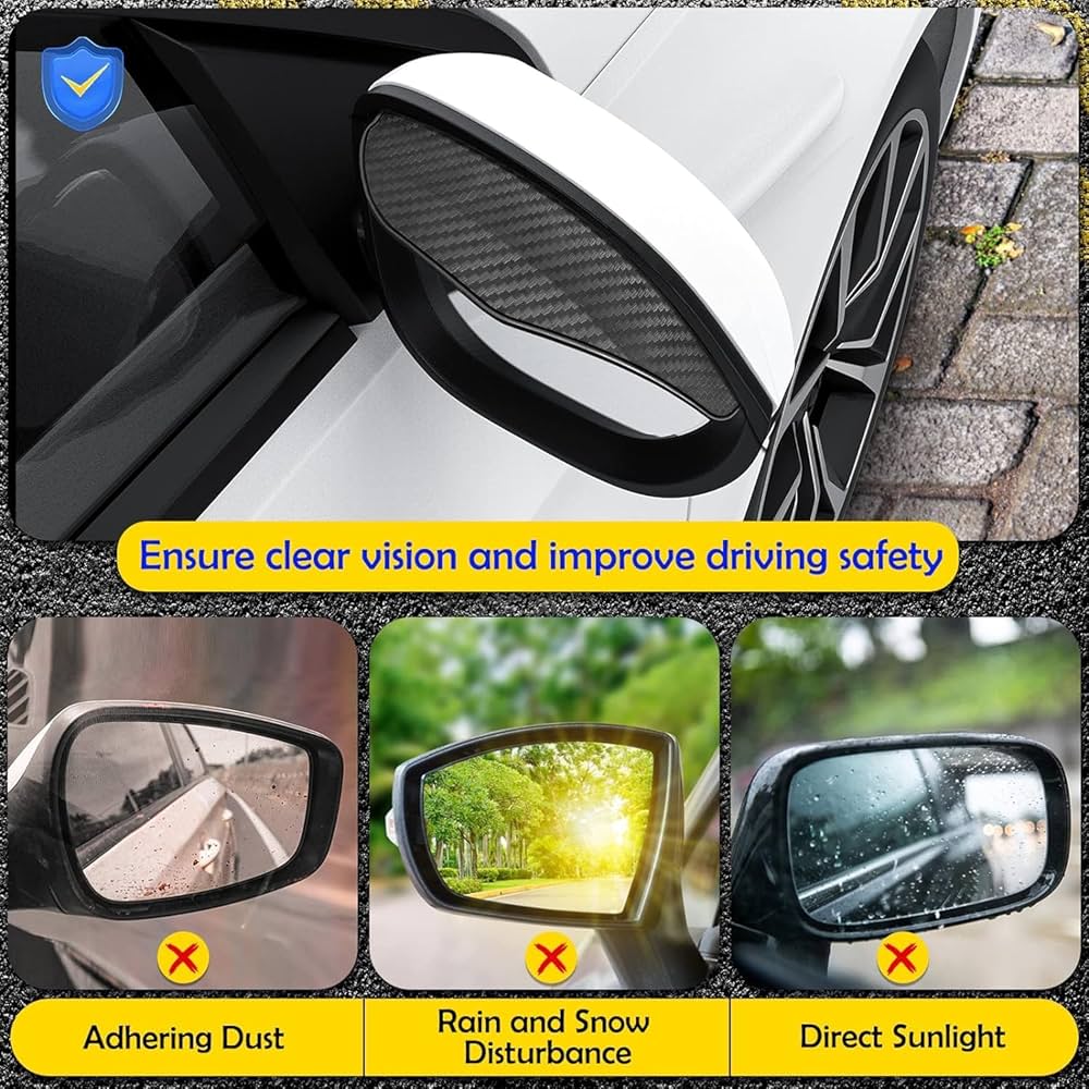 360° Blind Spot Mirror Rain Guard - Carbon Fiber