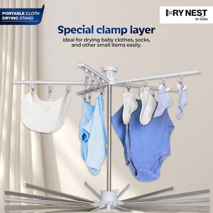 4-Layer Foldable 360° Rotating Clothe Drying Rack