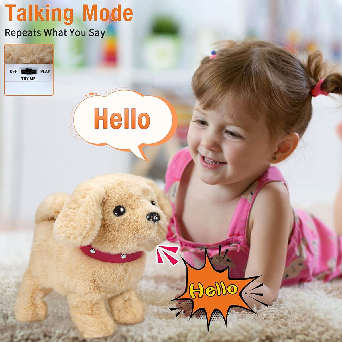 PupTales™ Electronic Plush Puppy Interactive Toys | Walks, Barks, Shake Tail