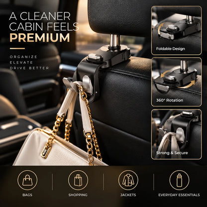 Car Seat Auto-Retractable Hook (Dual Hanger)