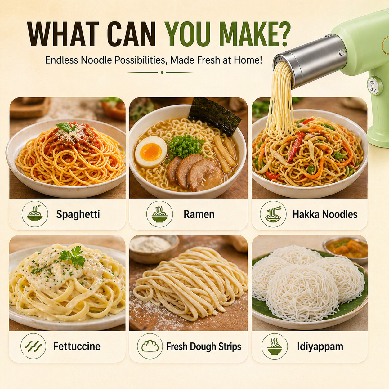 6 in 1 Automatic Handheld Pasta Maker (Steel)