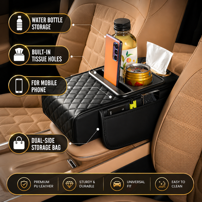 5-in-1 Car Armrest Console Cushion with Cup Holder
