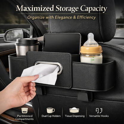 Car Backseat Organizer with Tissue & Cup Holder