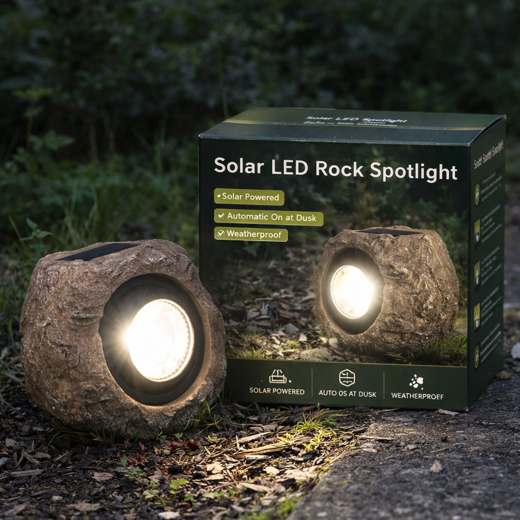 Solar LED Rock Garden Light (Waterproof)