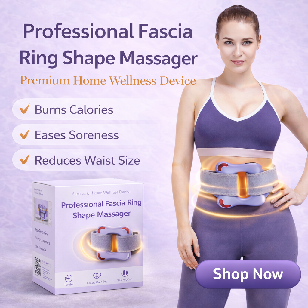 Vibrating Fascia Ring Massage Gun with 6-Speed Settings & Strap