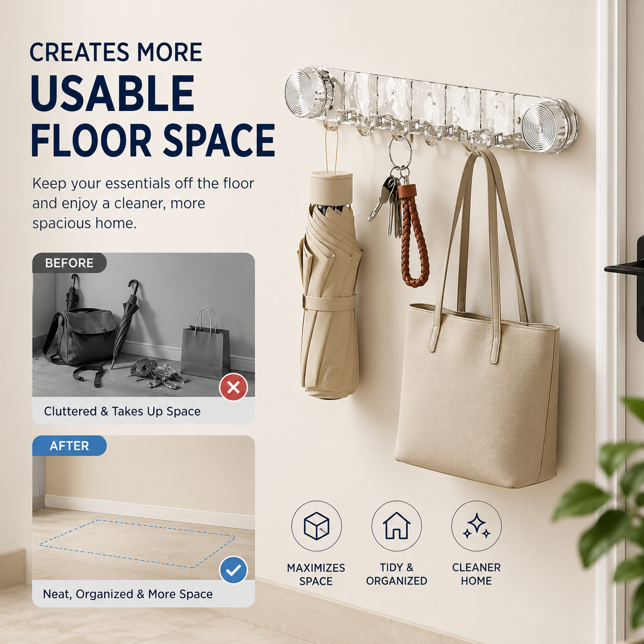 Wall-Mounted Suction Hook Rack