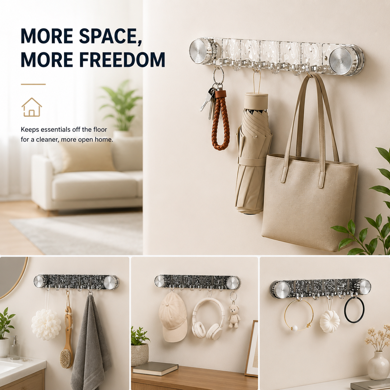 Wall-Mounted Suction Hook Rack