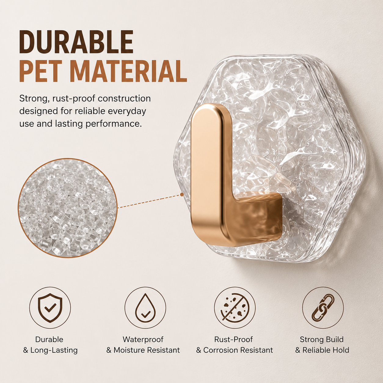 Water Ripple Hexagonal Adhesive Hook (Pack of 4)