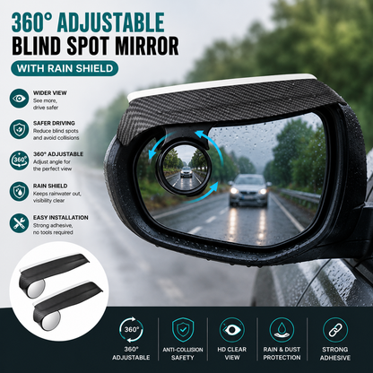 360° Blind Spot Mirror Rain Guard - Carbon Fiber