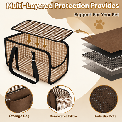 2-in-1 Center Console Pet Car Seat for Small Dogs & Cats