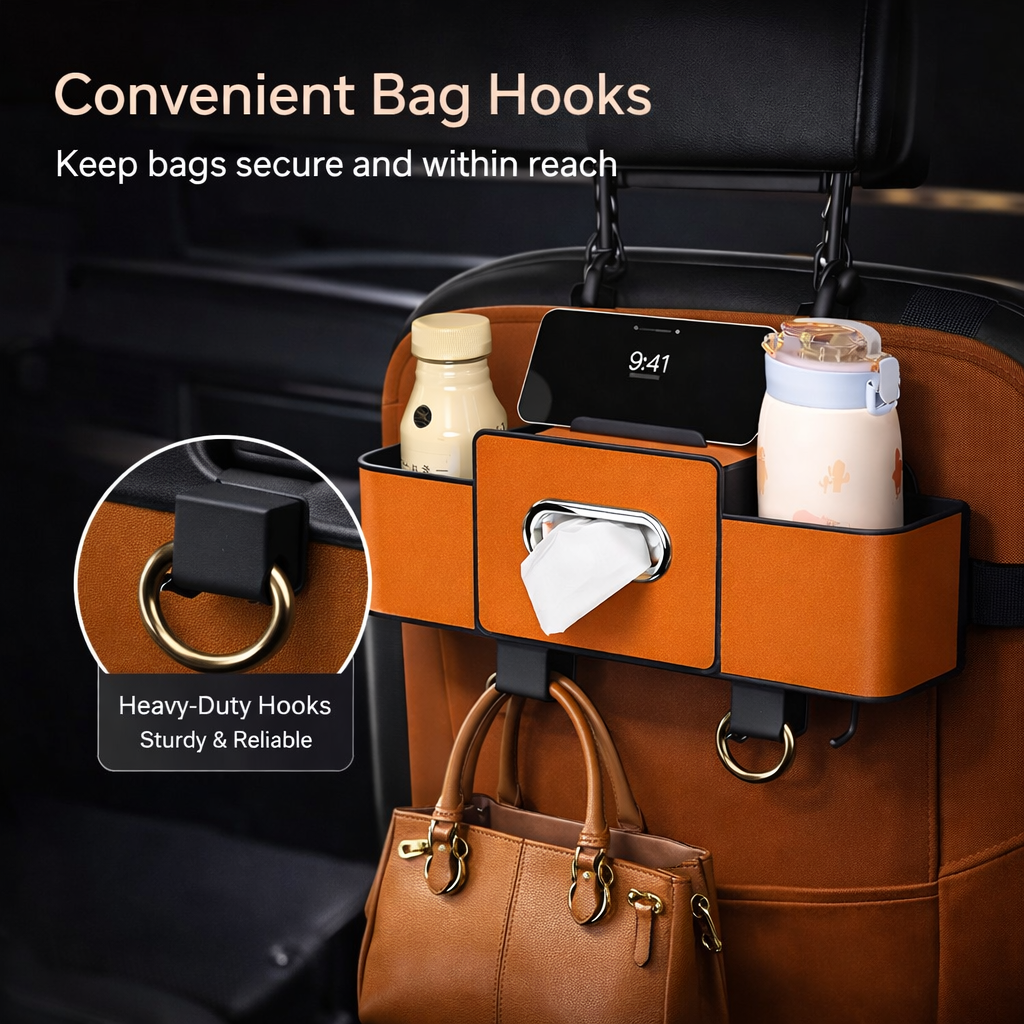 Car Backseat Organizer with Tissue & Cup Holder