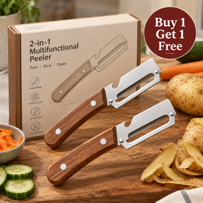 SharpSlicer Pro | 3-in-1 Vegetable Peeler, Slicer & Bottle Opener