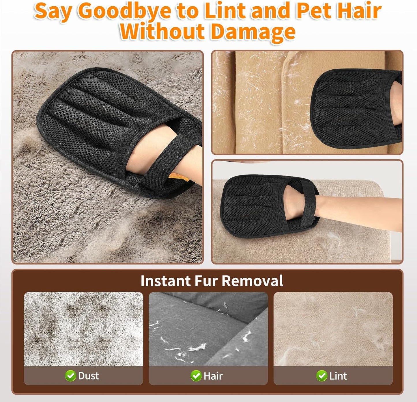 2-in-1 Pet Grooming & Hair Removal Gloves