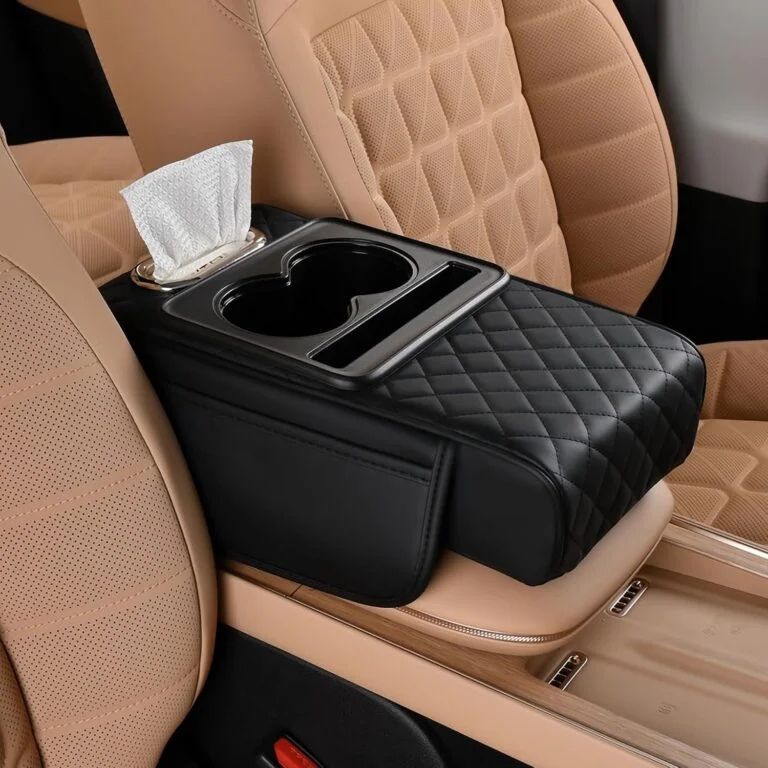 5-in-1 Car Armrest Console Cushion with Cup Holder