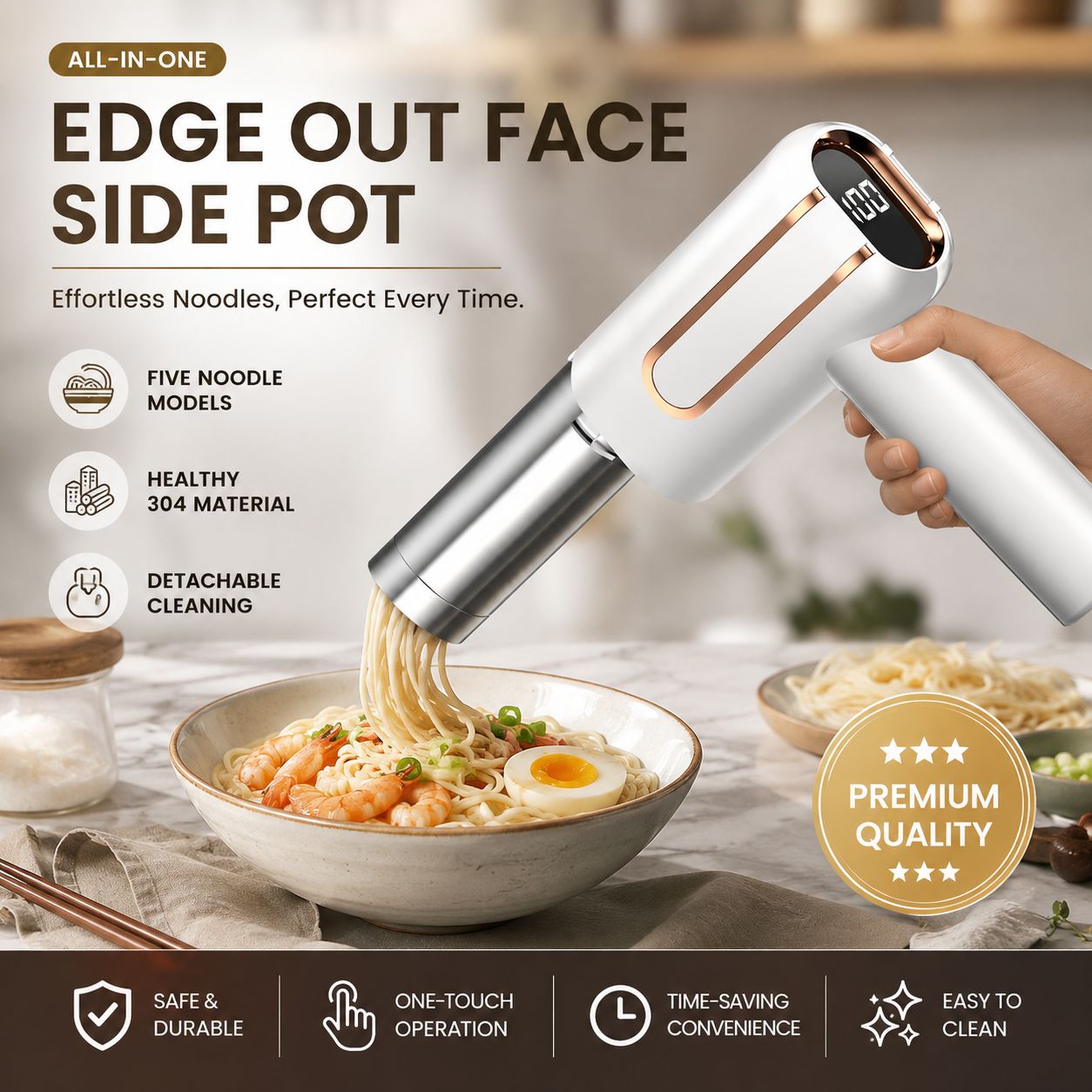 6 in 1 Automatic Handheld Pasta Maker (Steel)