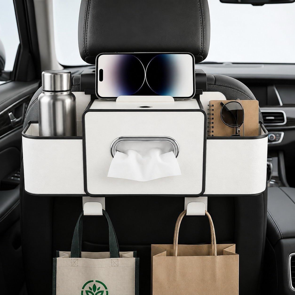 Car Backseat Organizer with Tissue & Cup Holder