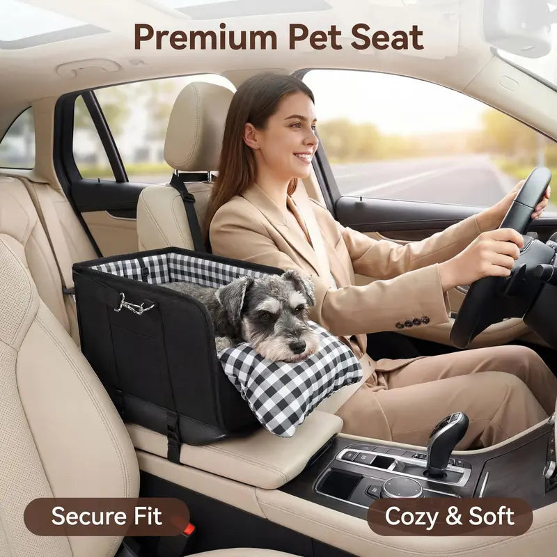 2-in-1 Center Console Pet Car Seat for Small Dogs & Cats