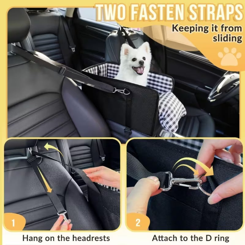 2-in-1 Center Console Pet Car Seat for Small Dogs & Cats