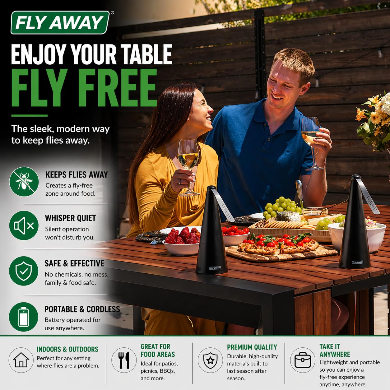 Fly Repellent Fan for Food & Outdoor Dining