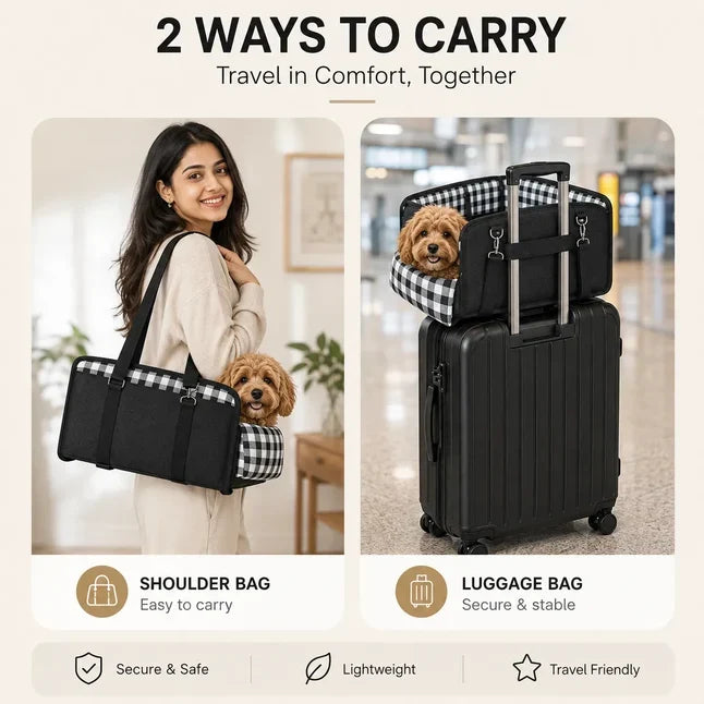 2-in-1 Center Console Pet Car Seat for Small Dogs & Cats
