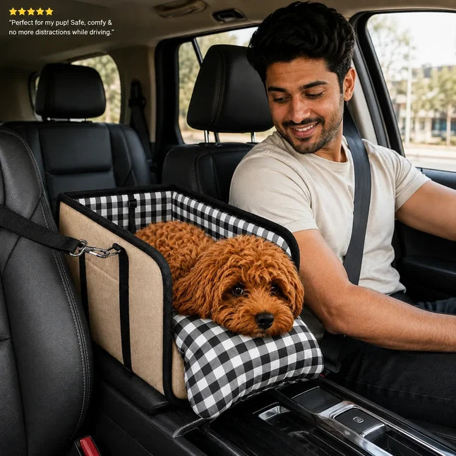 2-in-1 Center Console Pet Car Seat for Small Dogs & Cats