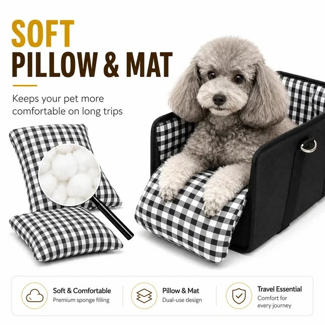 2-in-1 Center Console Pet Car Seat for Small Dogs & Cats