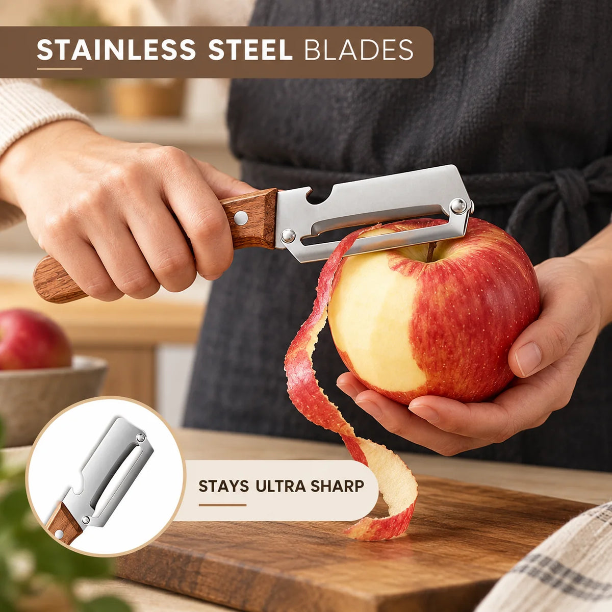 SharpSlicer Pro | 3-in-1 Vegetable Peeler, Slicer & Bottle Opener
